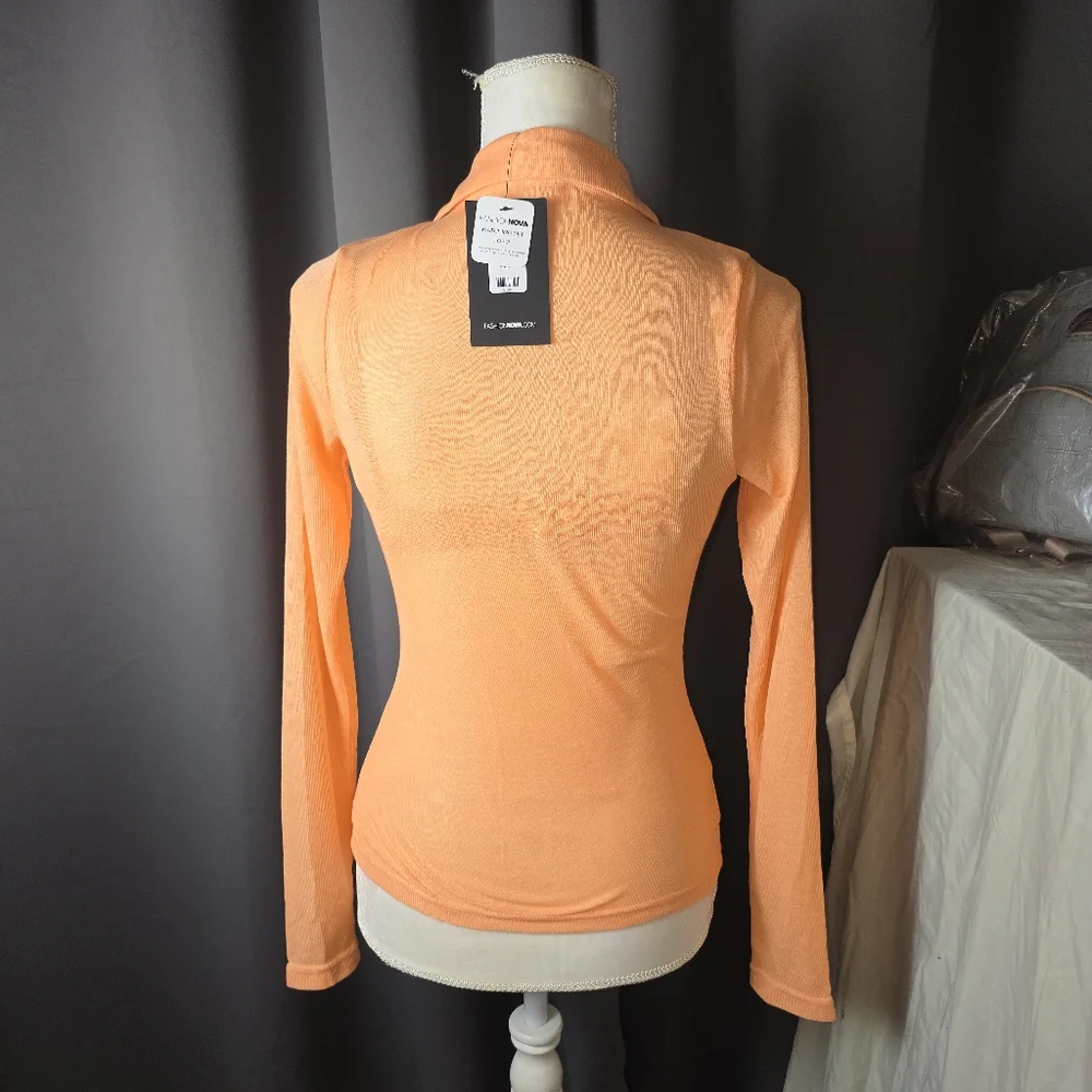 Fashion Nova I'm A Flirt 2-Piece Orange Ruched Top Set Size M NWT - Picture 2 of 13